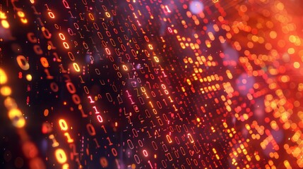 Digital data network with neon lights for technology or science themed designs
