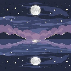 Wall Mural - full moon over the sea