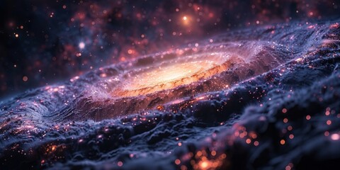 Canvas Print - AI generated illustration of Spiral galaxy in a starry background resembling a spiral