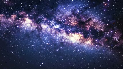 Wall Mural - starry night sky background with a swirling nebula, twinkling stars, and the Milky Way stretching across the vast expanse of space.