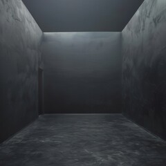 Wall Mural - a corner walls, flat black walls, closed, no windows, clean empty room, dark mood