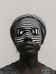 Sticker - Abstract portrait with unique and impressive zebra stripe pattern