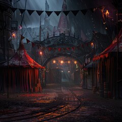 Wall Mural - game art dark circus background