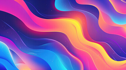 Wall Mural - colorful abstract waves in figuration libre style with gradient hues and a vibrant background