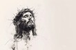 © InkCrafts - A dramatic black and white portrait of Jesus Christ with a crown of thorns
