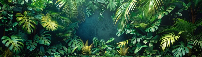 Canvas Print - Background Tropical. Thick undergrowth carpets the forest floor, concealing hidden pathways and secret hideaways, offering refuge to creatures great and small.