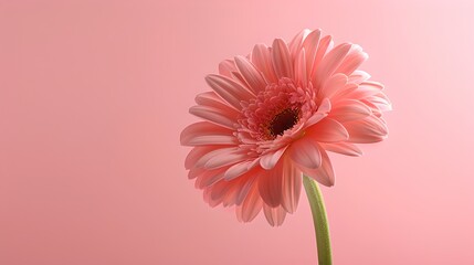 Sticker - Close-up of a pink flower on a soft pink background. Perfect for spring designs and floral themes. Minimalistic and elegant. AI