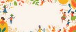 © Rudsaphon - Vibrant Minimalist Doodle Border Design with Blank Space for Hispanic Heritage Month Messaging