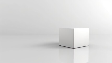 Wall Mural - A simple, blank box on a white background with a subtle reflection.

