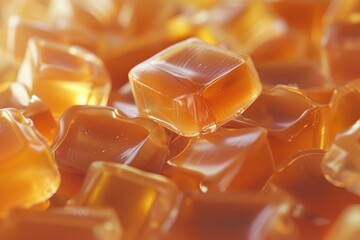 Sticker - Closeup view of delicious golden caramel candy, perfect for sweet tooth indulgence