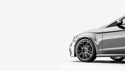 Wall Mural - A silver car, side view on white background with copy space Generative AI