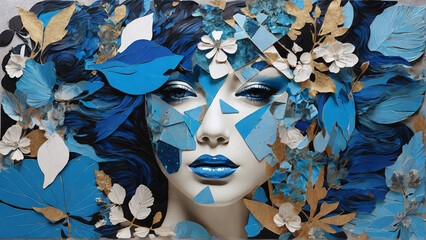 Wall Mural - Colored woman collage illustration