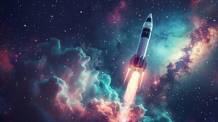 Wall Mural - futuristic rocket soaring through space cosmic exploration and interstellar travel concept ai genera