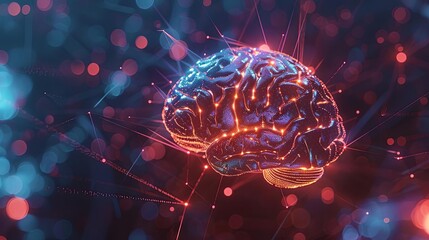 Wall Mural - glowing neural network illuminating human brain connectivity futuristic 3d medical visualization