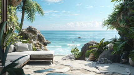 Canvas Print - Coastal getaway, dynamic scenes with beautiful views, adventurous and picturesque, bright daylight