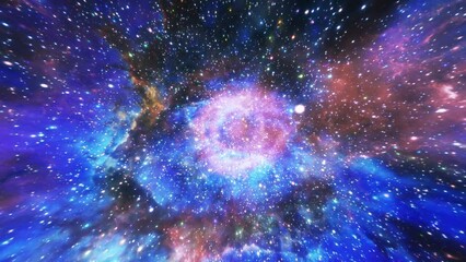 Wall Mural - thrilling space flight journey. glow stars and color nebulas