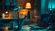 © Yusif - Microphone on a desk in a home studio for audio recording