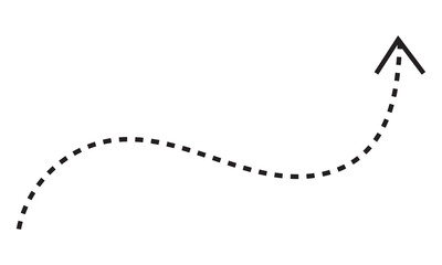 Wall Mural - vector hand drawn dashed arrow. curved dotted arrow. zigzag arrow stripes. doodle, sketch style. iso
