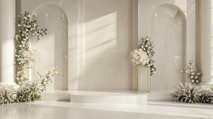 Wall Mural - Classic luxury wedding ceremony backdrop interior wall background and copy space
