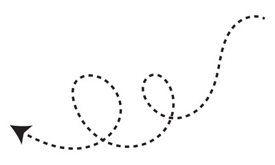 Wall Mural - vector hand drawn dashed arrow. curved dotted arrow. zigzag arrow stripes. doodle, sketch style. iso