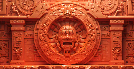 Wall Mural - A large orange sculpture of a face with a mouth open