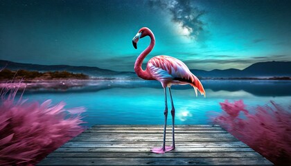 Canvas Print - flamingo in water