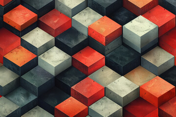 Wall Mural - Minimalist isometric design with tessellating diamonds in a subtle color palette,