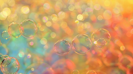 Wall Mural - Rainbow Bubbles On A Pastel Background