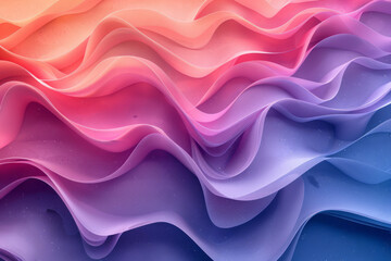 Wall Mural - Minimalist isometric design featuring alternating wavy lines in cool, calming colors,