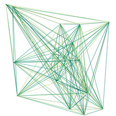 An abstract isolated futuristic node network connection design element.