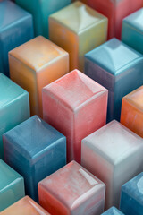 Leinwandbilder - Seamless isometric pattern of layered cubes creating a stepped, 3D effect,