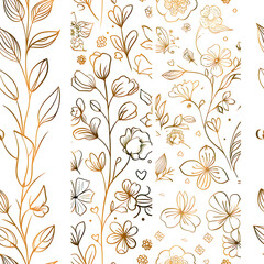Seamless Luxury Floral Pattern With Leaves and Flowers in Branch Perfect for Modern Home Decor, Textiles, Wrapping Paper, Wallpaper, Fabric Print, Greeting Cards, Invitation Card