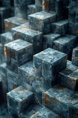 Leinwandbilder - Minimalist isometric design with tessellating cubes in a subtle color palette,