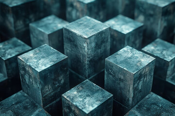 Leinwandbilder - Abstract isometric background with staggered cubes forming a complex geometric pattern,