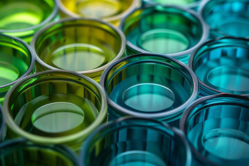 Aufkleber - Isometric pattern of translucent cylinders with gradient shades of green and blue,