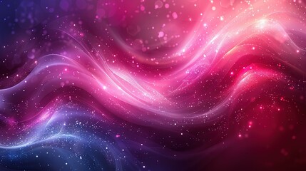 a dark blue and pink background with stars and swirls, overlaid by an abstract pink and blue backgro