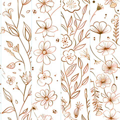 Sticker - Seamless Luxury Floral Pattern With Leaves and Flowers in Branch Perfect for Modern Home Decor, Textiles, Wrapping Paper, Wallpaper, Fabric Print, Greeting Cards, Invitation Card