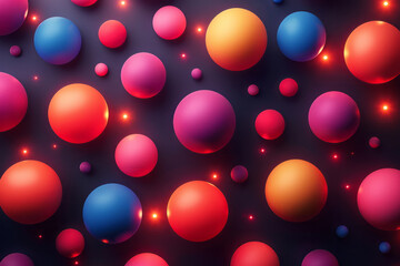 Aufkleber - Abstract isometric seamless pattern with neon-colored spheres on a dark background,