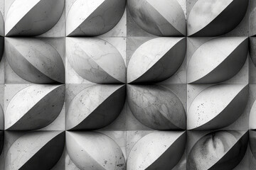 Aufkleber - Isometric spherical forms in a repeating diamond pattern with shades of gray and white,