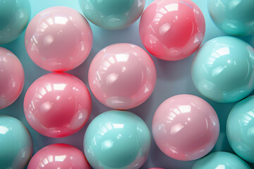 Aufkleber - Minimalist isometric background with pastel pink and mint green spheres,