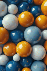 Aufkleber - Minimalist isometric seamless pattern with alternating blue and yellow spheres,