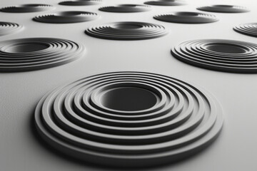 Aufkleber - A minimalist pattern with isometric cones arranged in concentric circles,