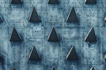 Fototapete - A minimalist isometric pattern with cones fading in opacity as they move diagonally across the background,