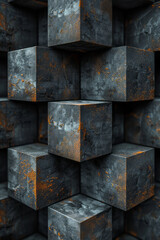 Poster - An abstract pattern of isometric tetrahedrons, evenly spaced and aligned,