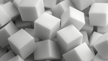 Leinwandbilder - Isometric cuboids with chamfered edges, scattered randomly across the background,