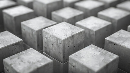 Leinwandbilder - Isometric cuboids with chamfered edges, scattered randomly across the background,