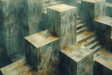 Leinwandbilder - A seamless background featuring isometric square pyramids, with their bases touching,