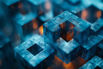 Fototapete - An abstract background with isometric hexagonal bipyramids, creating a unique geometric look,