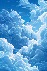 Leinwandbilder - Seamless pattern of isometric clouds, varying in size and shape,