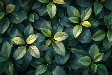 Poster - Isometric leaves and branches, creating a repeating botanical pattern,